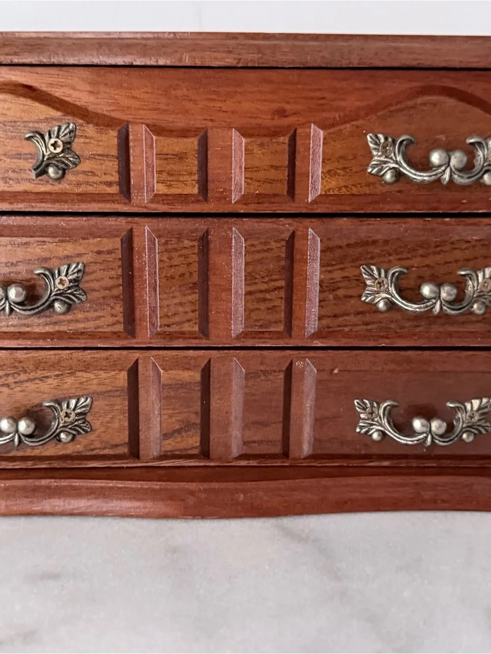 Wooden Jewelry Box with Brass Accents - Brown